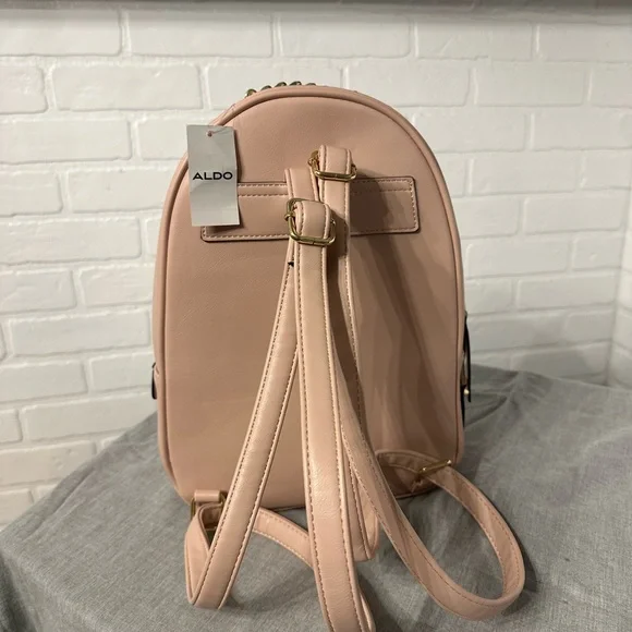 ALDO NWT Beige/Rose Quilted Backpack with Gold Accents - Picture 3 of 5